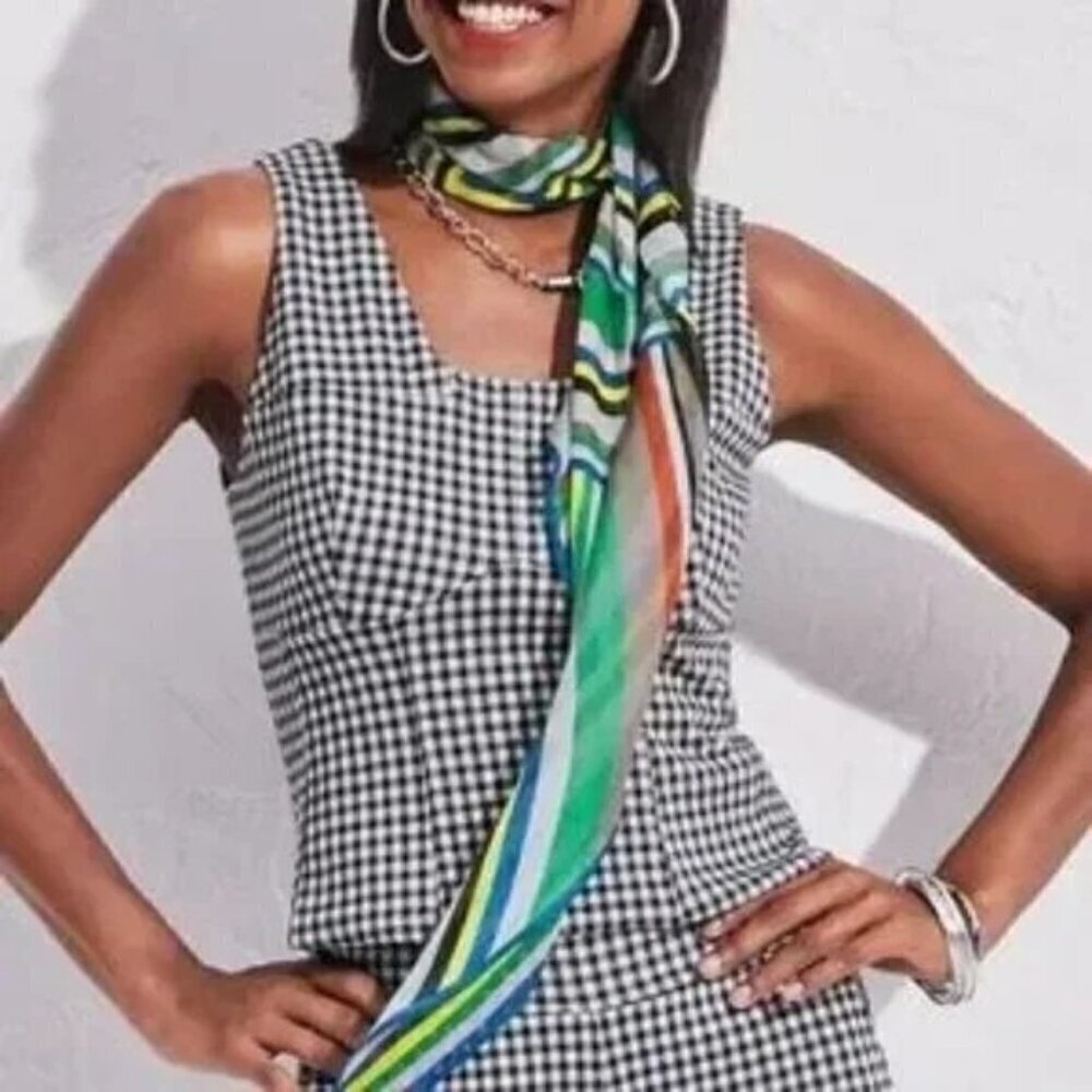 CABI Bombshell Tank Top Black White Gingham Check Sz M #6142 EUC